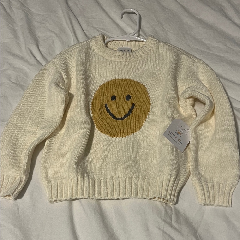 Kids Cream Sweater with Smiley Face